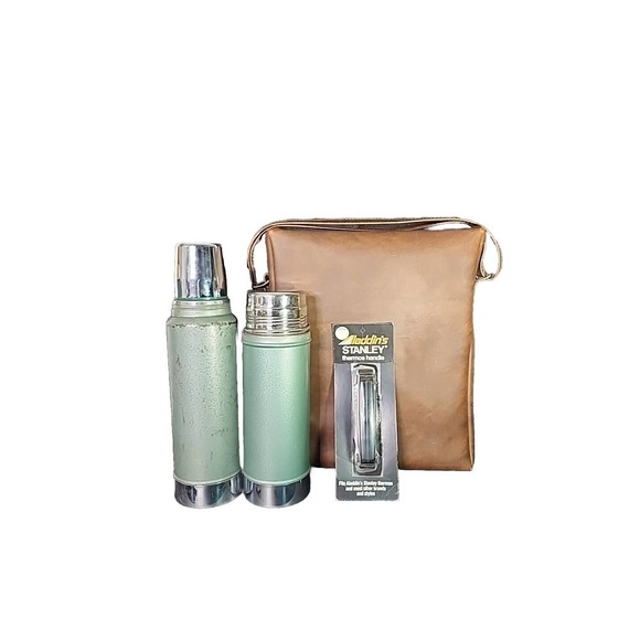 Orvis & Stanley Aladdin Other - Vtg Orvis Portable Leather Picnic Tote Case 2 Stanley Aladdin Thermos & Handle